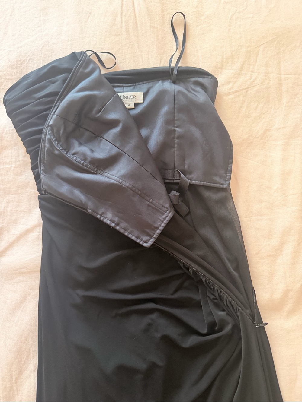 Kay Unger Strapless Black Ruched Evening Gown - Picture 9 of 10
